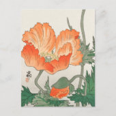 Vogels en Planten Oranje bloemen van Ohara Koson Briefkaart (Voorkant)