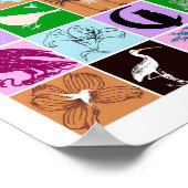 Vogels en Planten Silhouette Animal Collage Art Poster (Hoek)