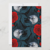 Vogels en rode pioenbloemen met blauwe bladeren (Voorkant)