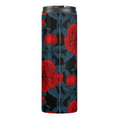 Vogels en rode pioenbloemen met blauwe bladeren thermosbeker (Achterkant)