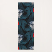 Vogels en rode pioenbloemen met blauwe bladeren yogamat (Achterkant)