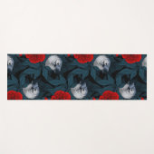 Vogels en rode pioenbloemen met blauwe bladeren yogamat (Voorkant (horizontaal))