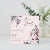 Vogels en roze Baby shower van Floral Kaart (Staand voorkant)