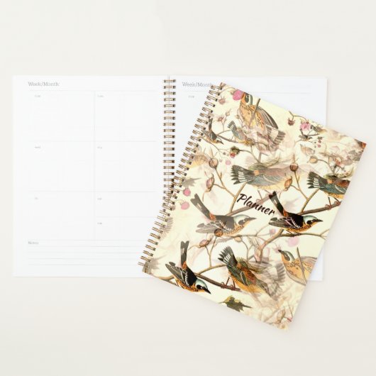  vogels en roze bloemen planner (Display)