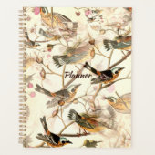  vogels en roze bloemen planner (Voorkant)