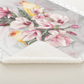 Vogels en Roze Magnolia Bloesems Sherpa Deken (3/4)