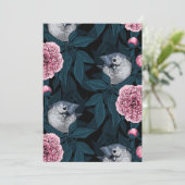 Vogels en roze pioenbloemen met bladeren (Staand voorkant)