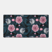 Vogels en roze pioenbloemen met bladeren bureaumat (Voorkant)