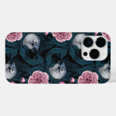 Vogels en roze pioenbloemen met bladeren iPhone hoesje (Achterkant horizontaal)