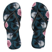 Vogels en roze pioenbloemen met bladeren teenslippers (Voetbed)
