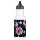 Vogels en roze pioenbloemen met bladeren waterfles (Rechts)