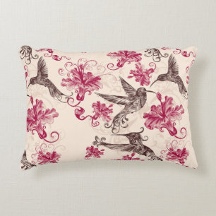 Vogels en Rozen gekleurde bloemen Accent Kussen