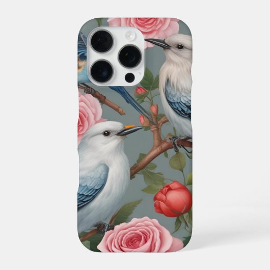Vogels en Rozen iPhone 16 Pro Hoesje (Achterkant)