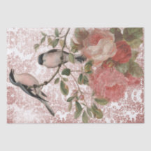  vogels en Rozen Shabby Chic Tissue Paper