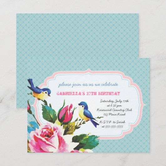 vogels en Rozen van de vogeldag Kaart (Voorkant / Achterkant)