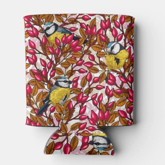 Vogels en rozen van honden blikjeskoeler (Achterkant)