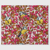 Vogels en rozen van honden cadeaupapier (Vlak)