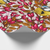 Vogels en rozen van honden cadeaupapier (Hoek)