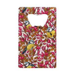 Vogels en rozen van honden creditkaart flessenopener