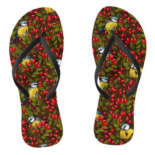 Vogels en rozen van honden, groen en rood teenslippers (Voetbed)