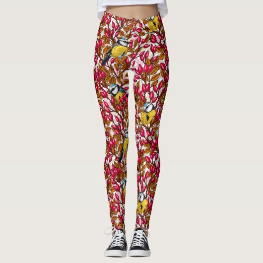 Vogels en rozen van honden leggings (Voorkant)