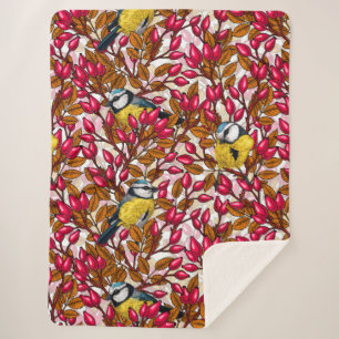 Vogels en rozen van honden sherpa deken