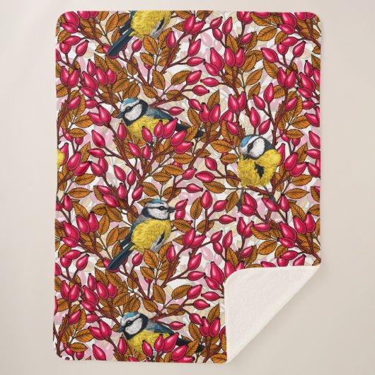 Vogels en rozen van honden sherpa deken (Voorkant)