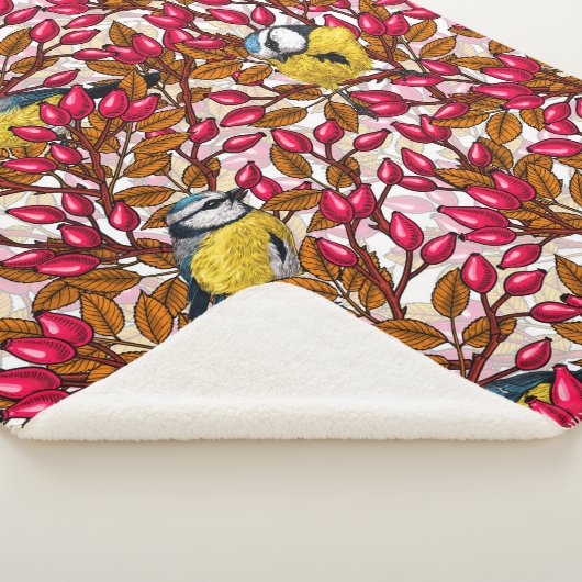 Vogels en rozen van honden sherpa deken (3/4)