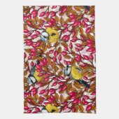 Vogels en rozen van honden theedoek (Verticaal)