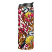 Vogels en rozen van honden thermosbeker (Gedraaid links)