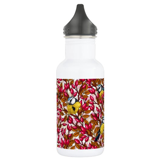 Vogels en rozen van honden waterfles  (Links)