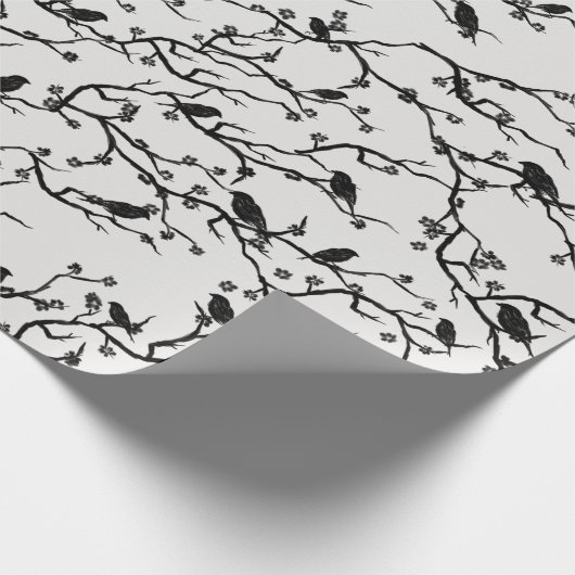 Vogels en Sakura Branches Japans schilderen Cadeaupapier (Hoek)