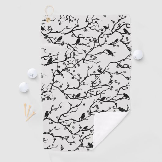 Vogels en Sakura Branches Japans schilderen Golfhanddoek (Insitu)