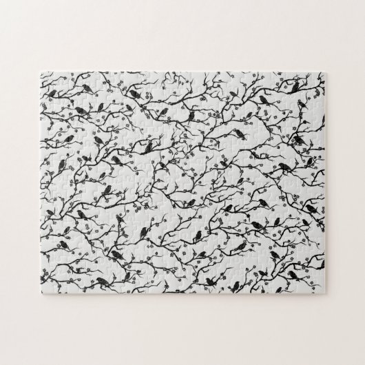 Vogels en Sakura Branches Japans schilderen Legpuzzel (Horizontaal)