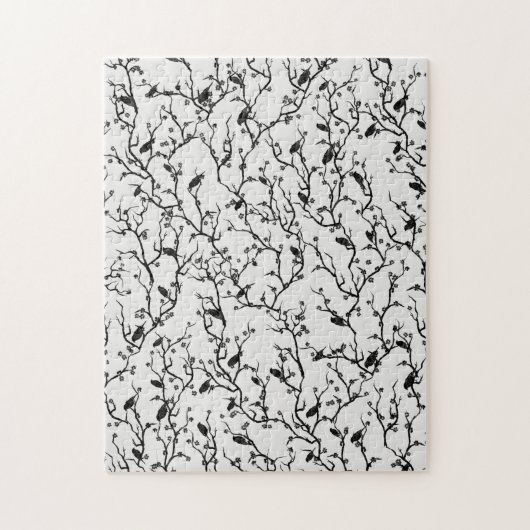 Vogels en Sakura Branches Japans schilderen Legpuzzel (Verticaal)