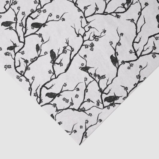 Vogels en Sakura Branches Japans schilderen Tissuepapier (Detail)