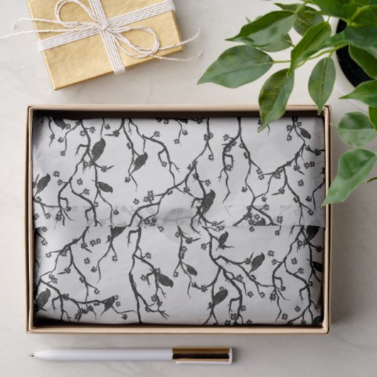Vogels en Sakura Branches Japans schilderen Tissuepapier (Geschenk)