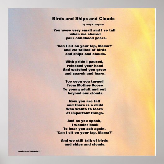 "VOGELS EN SCHEPEN EN GEZINSLEUTELDE POEM-POSTER" POSTER (Voorkant)