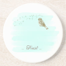 Vogels en Schrift Sandsteen Onderzetter Aqua