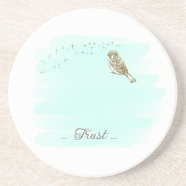 Vogels en Schrift Sandsteen Onderzetter Aqua