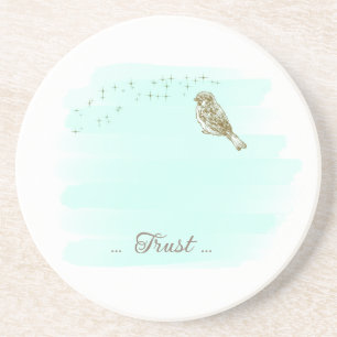 Vogels en Schrift Sandsteen Onderzetter Aqua