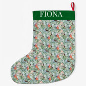 Vogels en sneeuwbessen grote kerstsok (Achterkant)