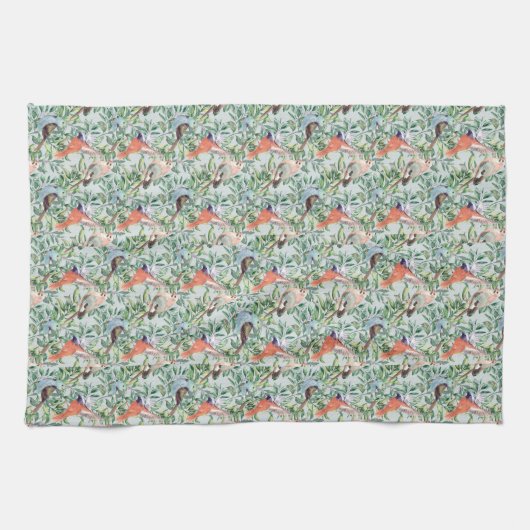 Vogels en sneeuwbessen theedoek (Horizontaal)