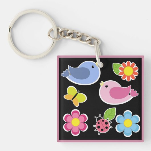 VOGELS EN STROMEN PATROON SLEUTELHANGER (Voorkant)
