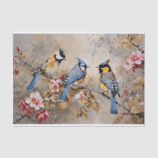 Vogels en takken Decoupage Tissue Paper Tissuepapier (Voorkant)