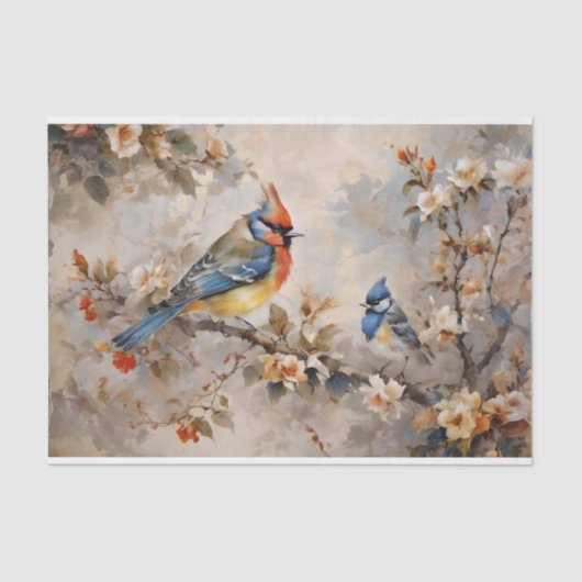 Vogels en takken Decoupage Tissue Paper Tissuepapier (Voorkant)