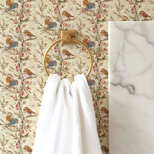 Vogels en takken op de crème behang