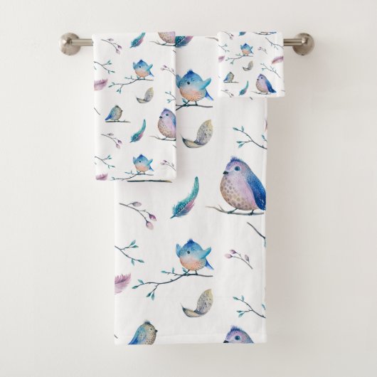 Vogels en veren patroon bad handdoek (Insitu)