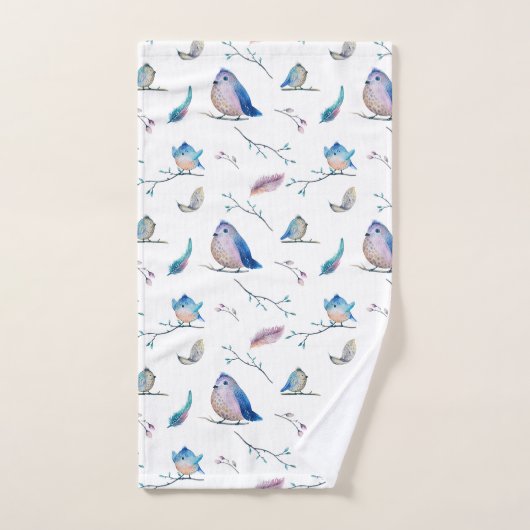 Vogels en veren patroon bad handdoek (Handdoek)