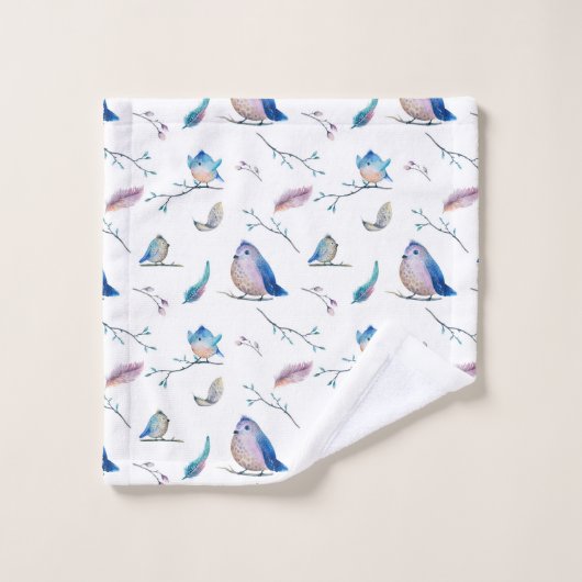 Vogels en veren patroon bad handdoek (Wasdoekje)